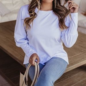 NWT VERONICA M PUFF SLEEVE COTTON SWEATSHIRT IN WHITE